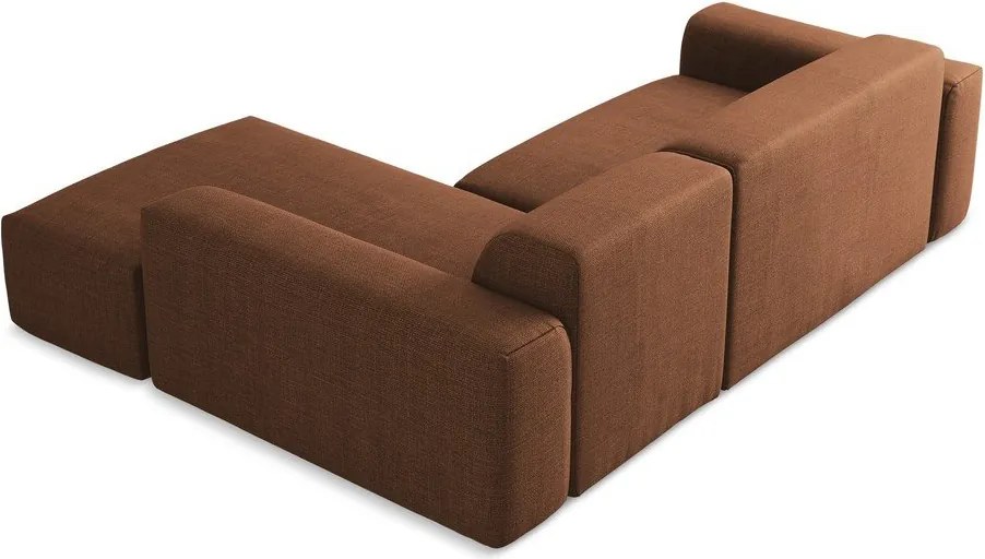 Rohová pohovka v terakotovej farbe (pravý roh/s leňoškou) Keli – Makamii