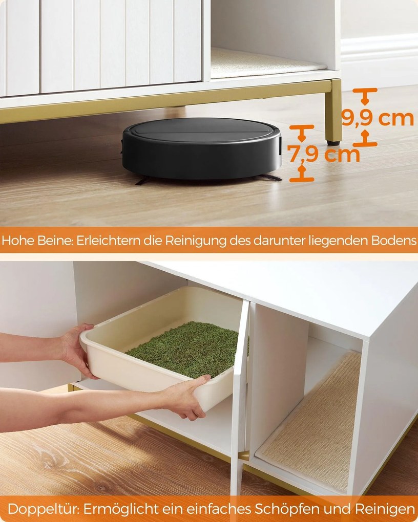 Feandrea mačací nábytok 80 × 50 × 55 cm, v bielej a zlatej farbe