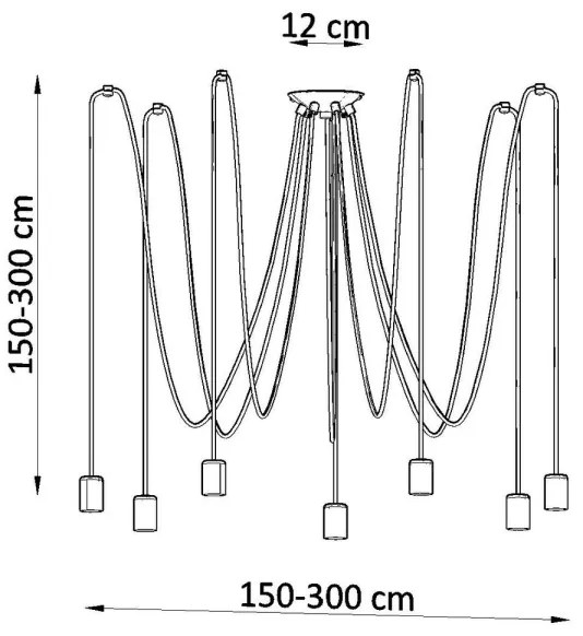 Sollux SL.0372 - Luster na lanku EDISON 7 7xE27/60W/230V pavúk čierna