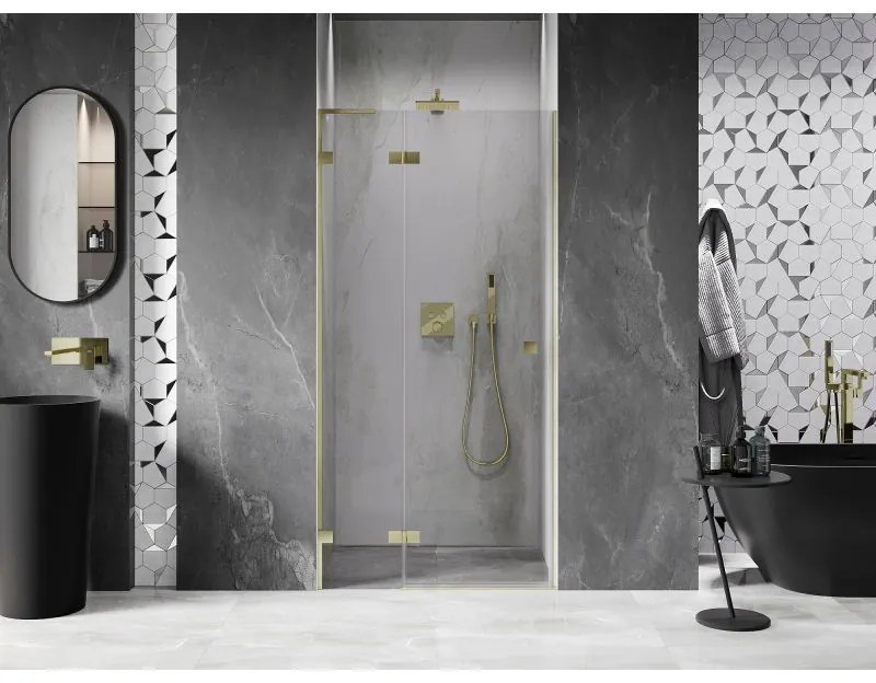 Mexen, Mexen Lunar L Otočné ľavé sprchové dvere 95 cm, transparentné, brúsené zlaté - 834L-095-000-55-00-L