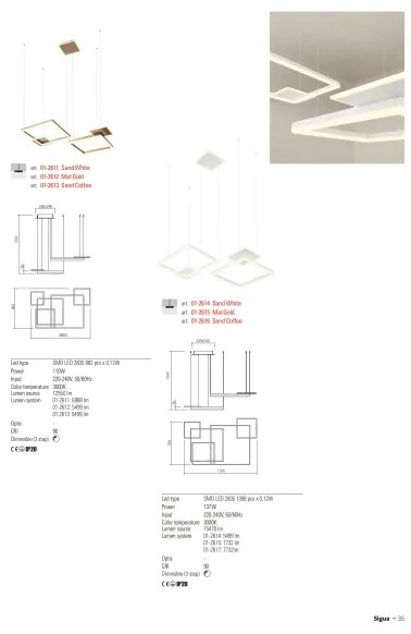 Redo 01-2613 - LED stmievateľný luster na lanku SIGUA LED/110W/230V CRI 90 hnedá