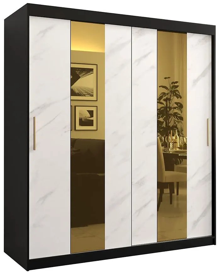 Skriňa Platinum Pole 180 čierna marmur/biely