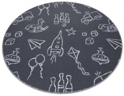 Detský koberec TOYS kruh - sivý
