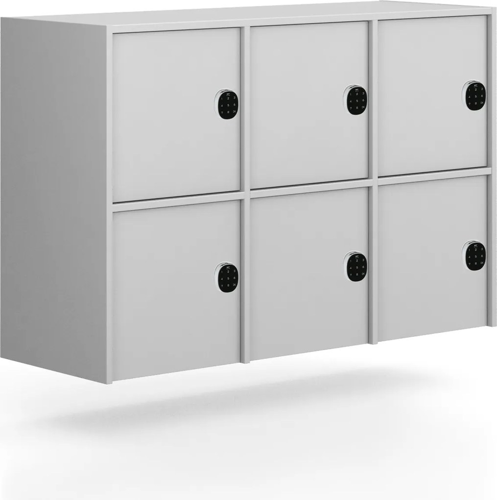 Nadstavba pre skrine FRAME, 6x dvere, 1299 x 450 x 854 mm, kódový zámok, sivá