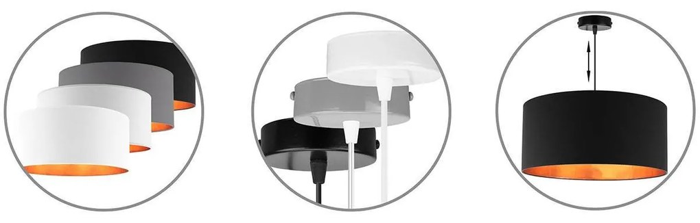 Závesné svietidlo Shade, 1x textilné tienidlo (výber zo 4 farieb), (výber z 3 farieb konštrukcie), (fi 44cm), g