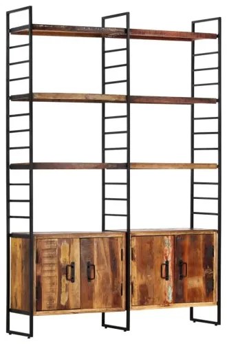 vidaXL 4-poschodová knižnica 124x30x180 cm, recyklovaný masív-