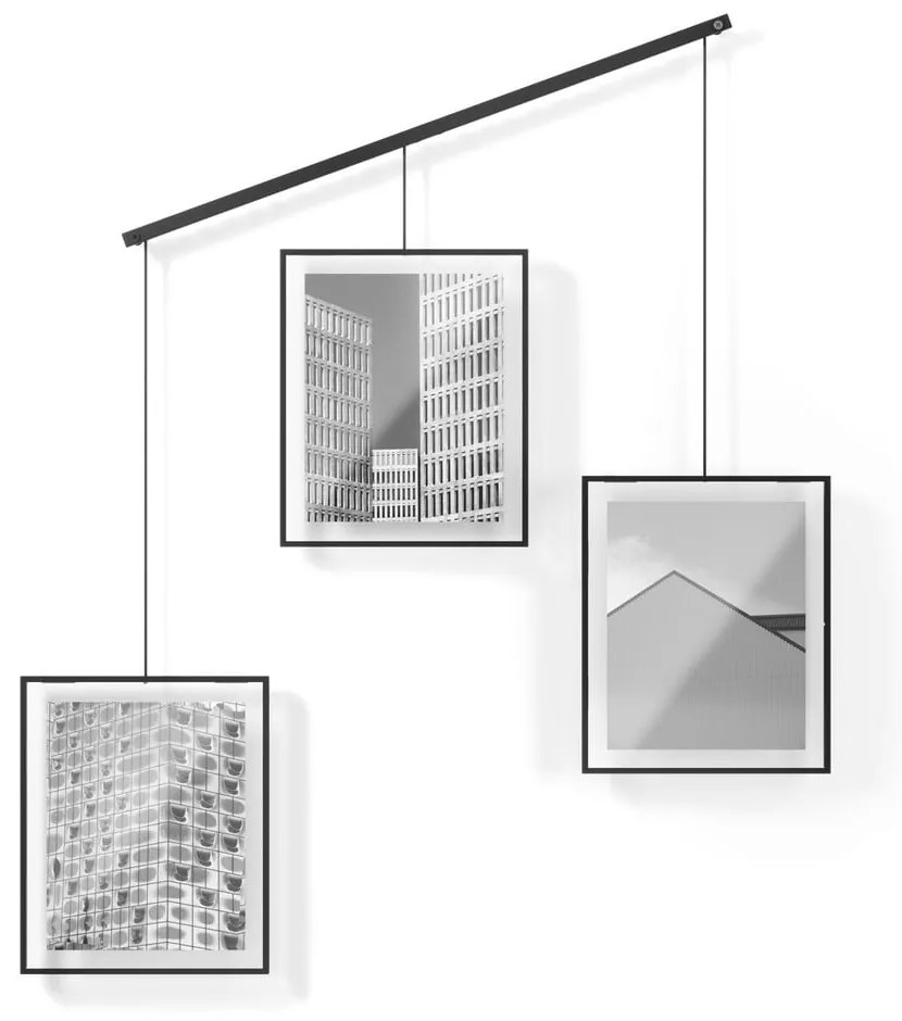 Čierne kovové rámčeky na stenu v súprave 3 ks 73x82 cm Exhibit – Umbra