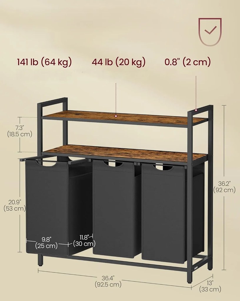 Koš na prádlo Vasagle Ovules Lonels 120 l hnědý/černý