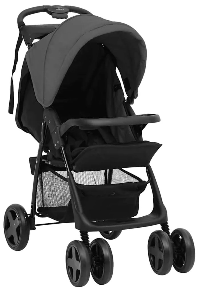 3-v-1 detský kočík tmavosivý a čierny oceľový