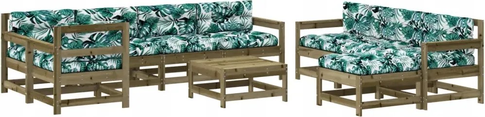 vidaXL 10-dielna sada nábytku do záhrady s vankúšmi, impregnovaná borovica