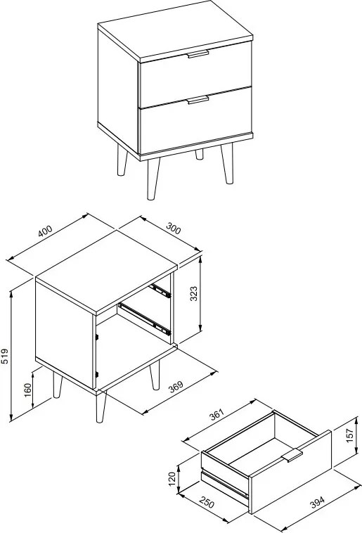 Nočný stolík Göteborg, biela/dub sonoma