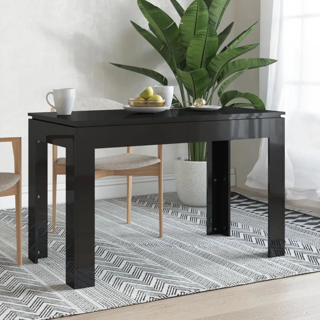 Jedálenský stôl lesklý čierny 120x60x76 cm drevotrieska 800763