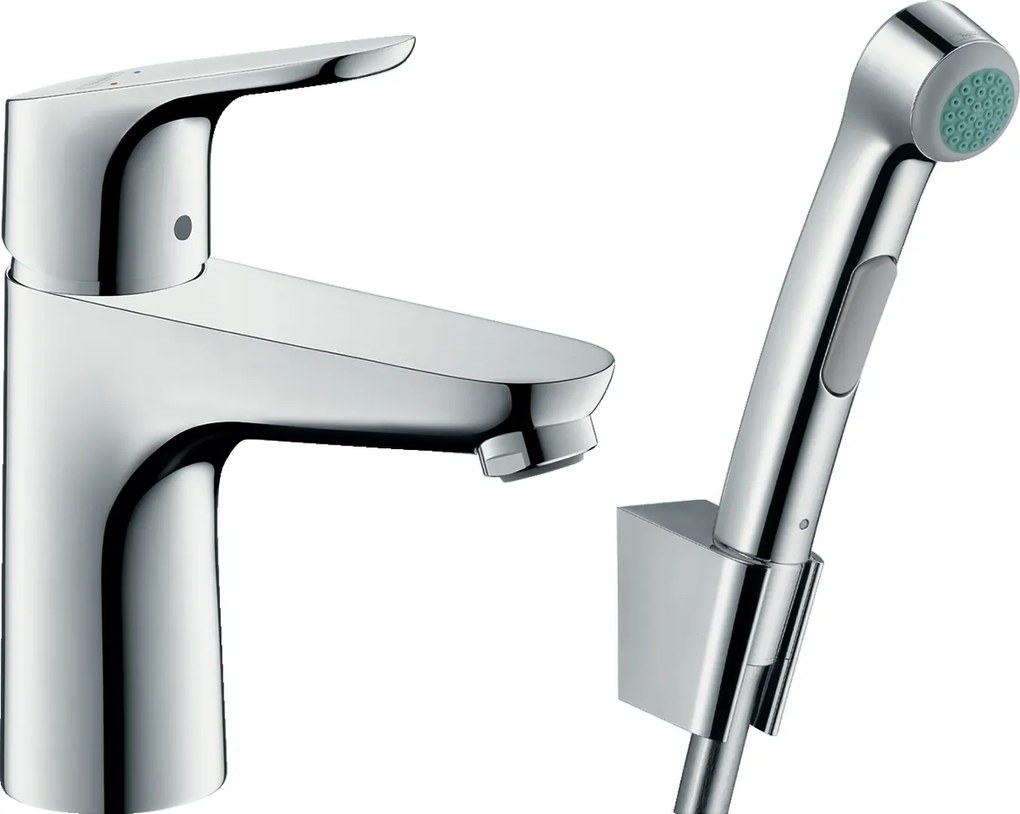 Hansgrohe Focus E2, umývadlová batéria 100, s ručnou sprchou Bidette, chrómová, 31927000