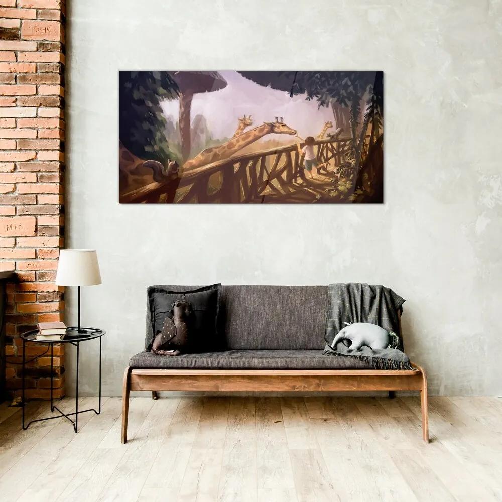 Skleneny obraz Abstrakcie veverička žirafa