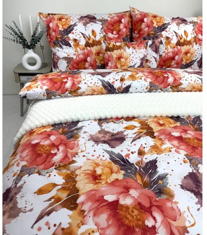 Bavlnené obliečky Luxury Flowers – ružovo-zlaté kvety 140x200 / 70x90 cm