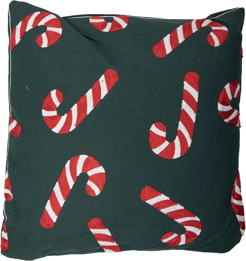 Zelený dekoračný vianočný vankúš cukrovej palice Candy Cane – 45*45*4 cm