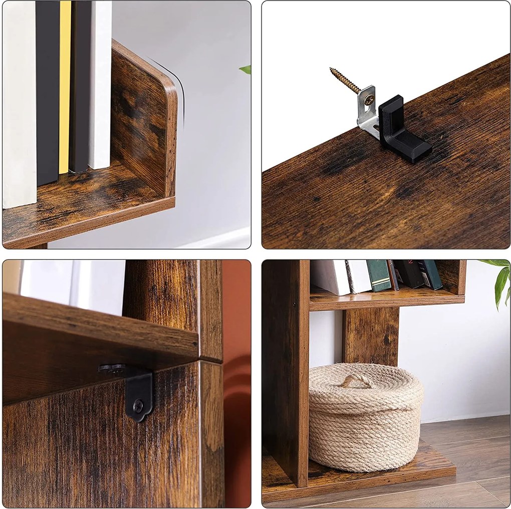 Knižnica Vasagle Strom II hnedá/čierna