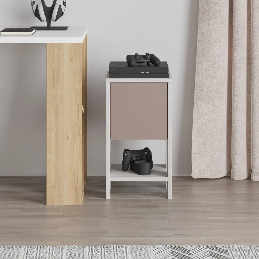 Nočný stolík Houseland EMA starobylá biela/mocha