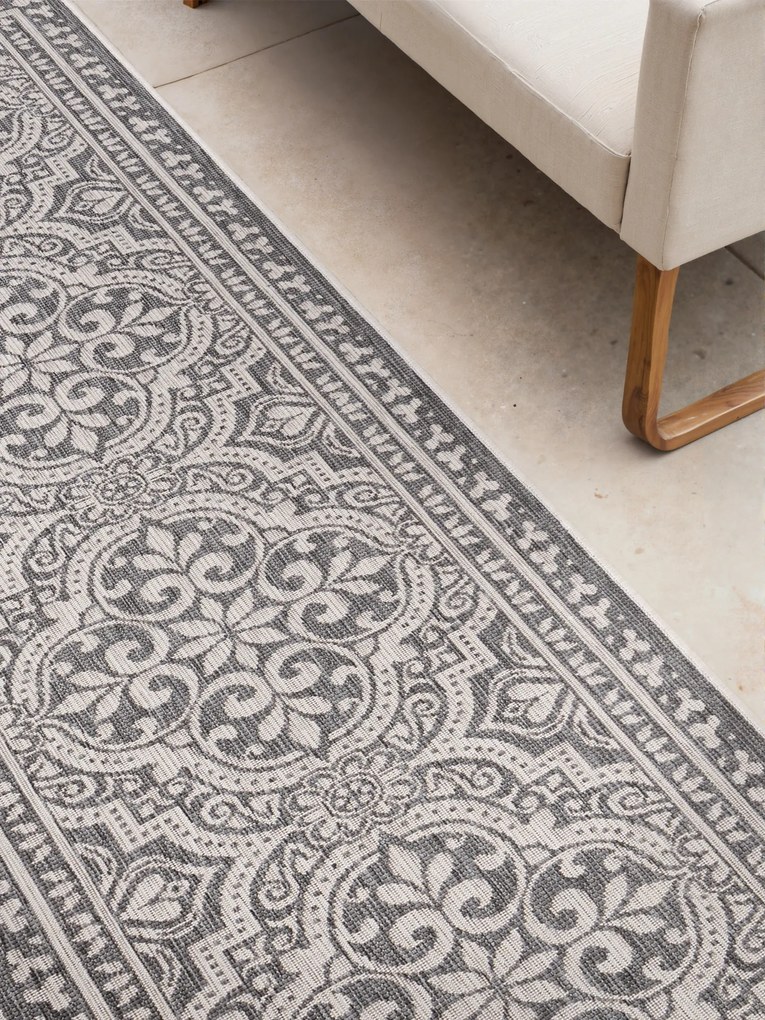 Behúň Duet Rosel 106251 White/Gray - na von aj na doma, 80x250, šedá, chodba / predsieň, NORTHRUGS