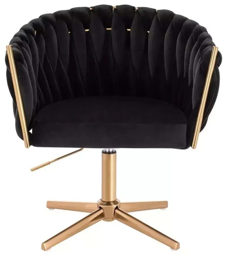 LuxuryForm DESIGN Stolička NORDEN VELUR na zlatom kríži - čierna
