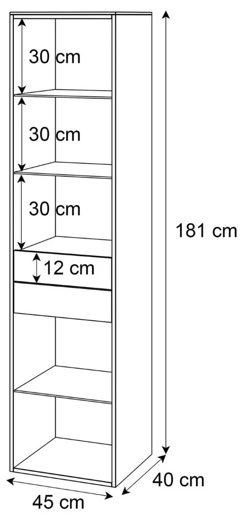 ZÁVESNÁ VITRÍNA NESSIE KAŠMÍR + ZLATÁ 45 x 181 cm