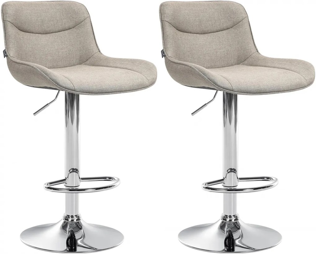 2x Barová stolička Vonore - látka, chróm - Sivo hnedá (Taupe)