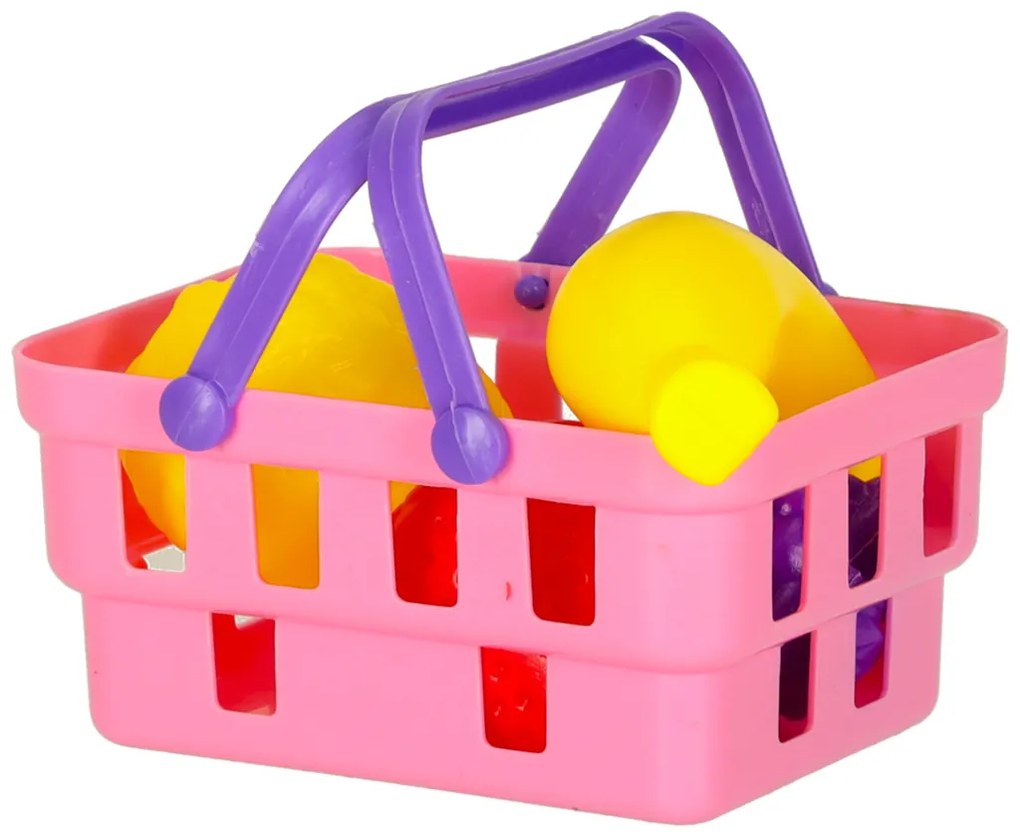 KIK Detský piknikový kôš s pizzou a hamburgerom – farebná plastová hračka s nálepkami 3+