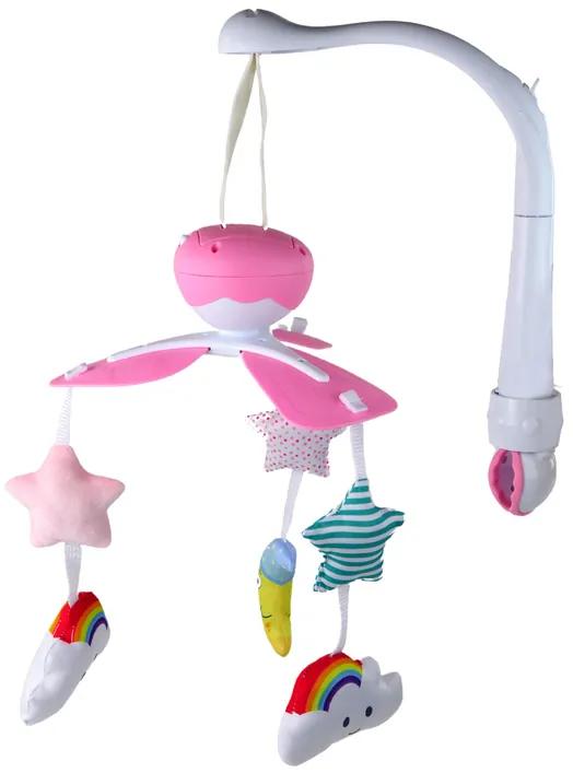Lean Toys Detský kolotoč nad postieľku - ružový