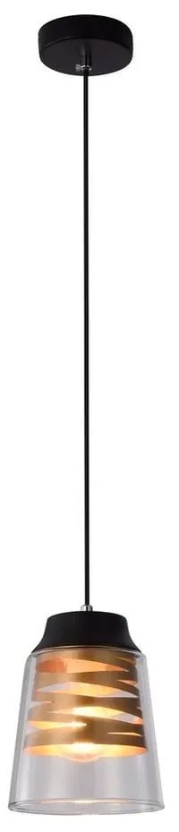 Čierne závesné svietidlo so skleneným tienidlom Fresno - Candellux Lighting