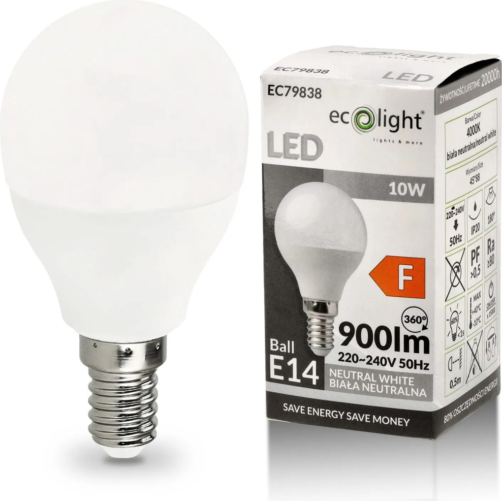 BERGE LED žiarovka G45 - E14 - 10W - neutrálna biela