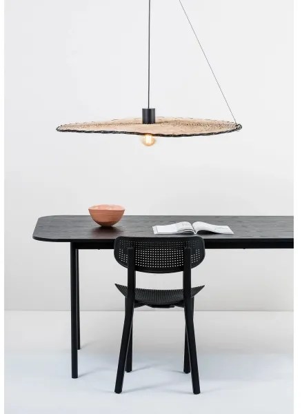 FARO 68590-70 - Luster na lanku COSTAS 1xE27/15W/230V pr. 100 cm čierna/ratan