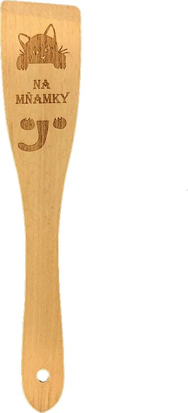 AMADEA Drevená obracačka buk text "na mňamky", masívne drevo, dĺžka 30 cm, český výrobok