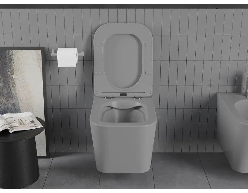 Mexen Teo WC Rimless s WC doskou slim, duroplast, svetlo-šedá matná, 30854061