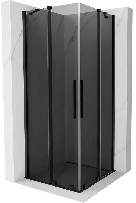 Mexen Velar Duo, sprchový kút s posuvnými dverami 80 x 80 cm, 8mm šedé sklo, čierna matná, 871-080-080-42-70