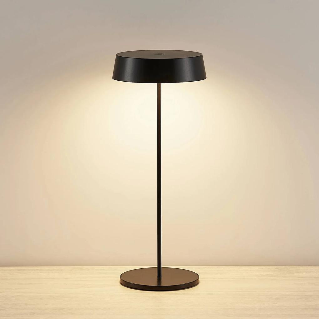 Lucande Tibia stolná LED lampa, USB, čierna