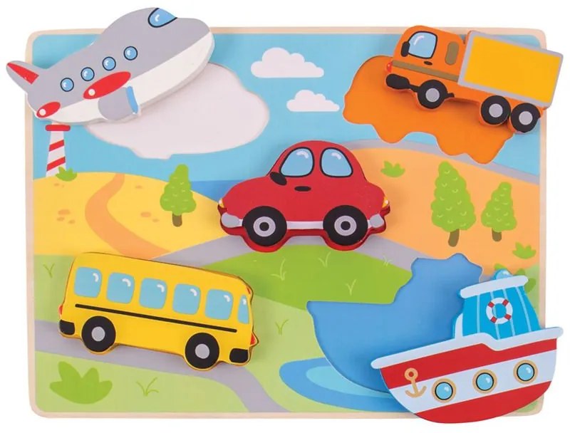 Bigjigs Toys Vkladacie puzzle dopravné prostriedky