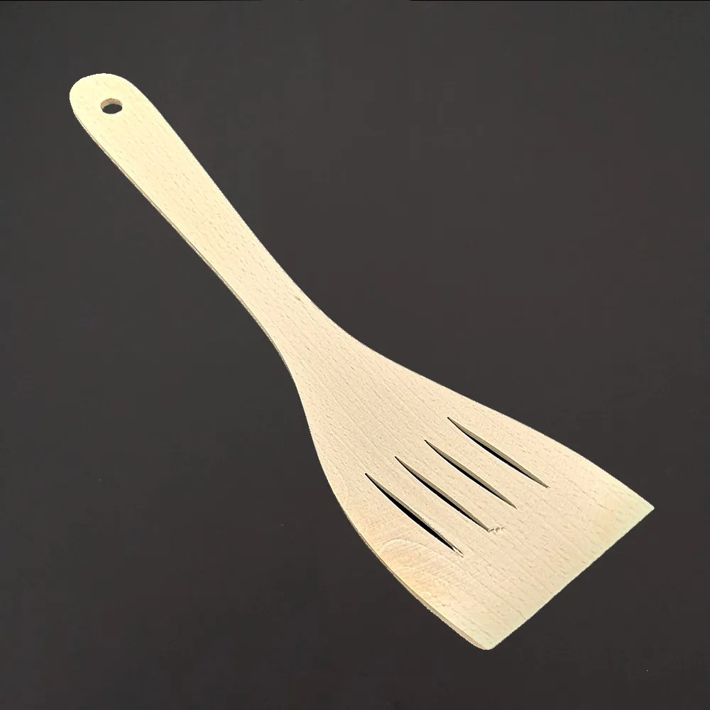 AMADEA Drevená obracačka prehnutá s drážkami, masívne drevo, 32 cm