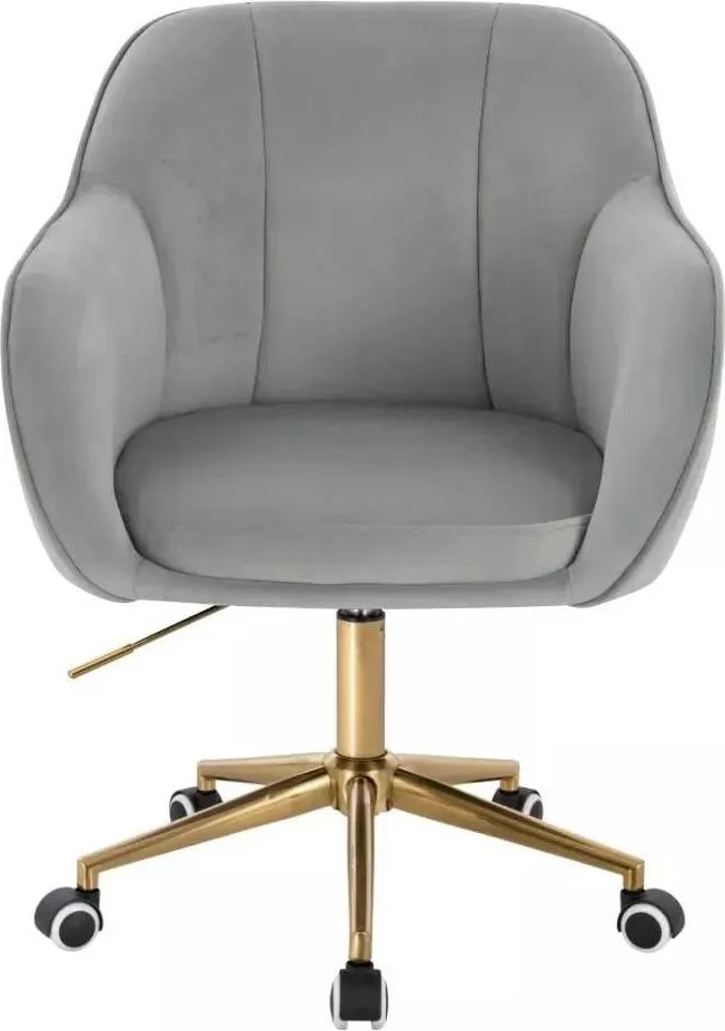 LuxuryForm DESIGN Stolička AVOLA VELUR na zlatej podstave s kolieskami - svetlosivá
