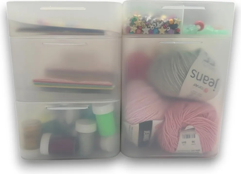 Súprava 5 plastových úložných organizérov PURE BOX A5, mliečny