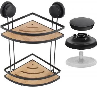 Košík bambus rohový 2 poličky na prísavky GAVI-BN2