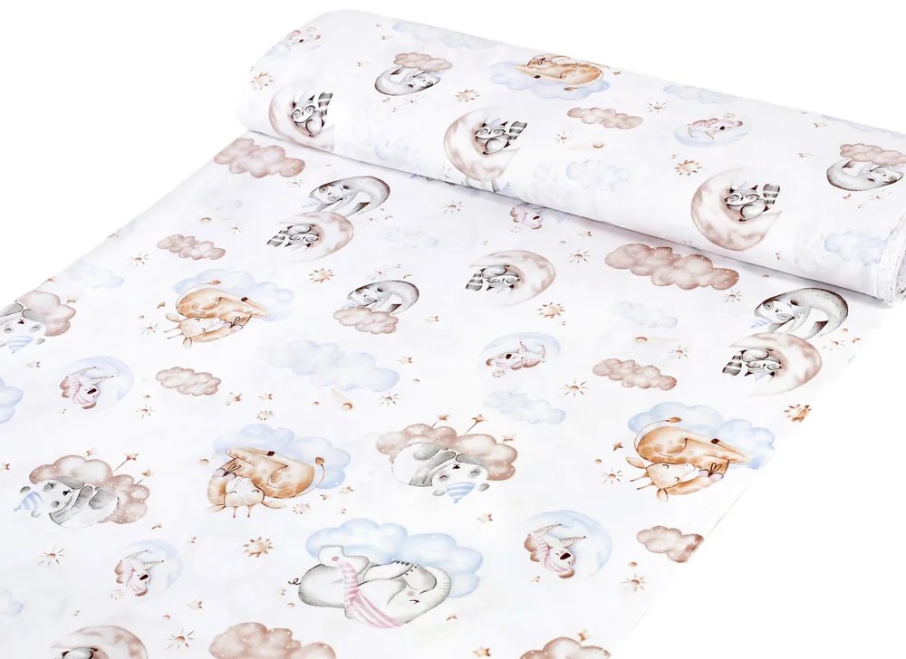 Biante Detské bavlnené posteľné obliečky do postieľky Sandra SA-368 Spiace zvieratká na oblohe Do postieľky 90x130 a 40x60 cm