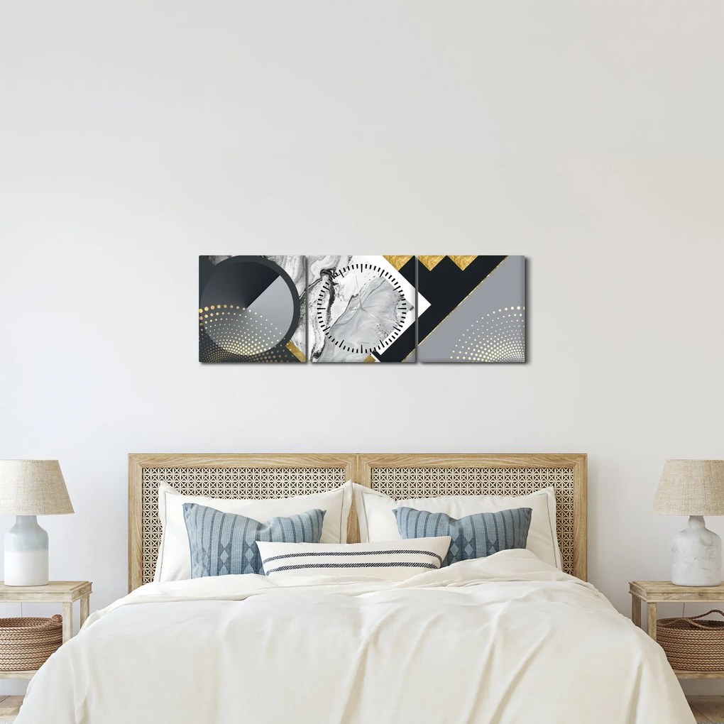 Obraz - Texturoavná koláž (s hodinami) (90x30 cm)