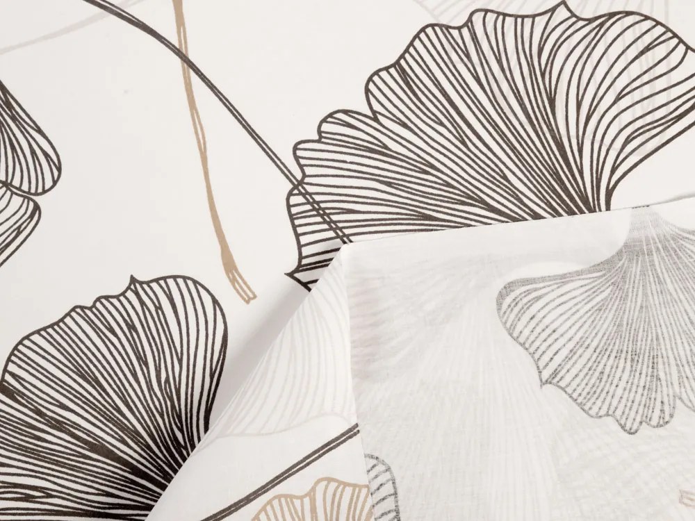 Biante Bavlnený záves Sandra SA-411 Hnedé Ginkgo listy na bielom 150x140 cm