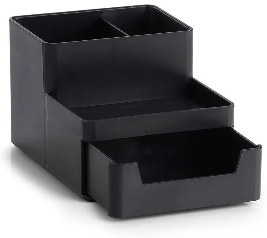Zeller Present Súprava 3 plastových organizérov na písacie a kancelárske potreby, UNTENSIL, čierny