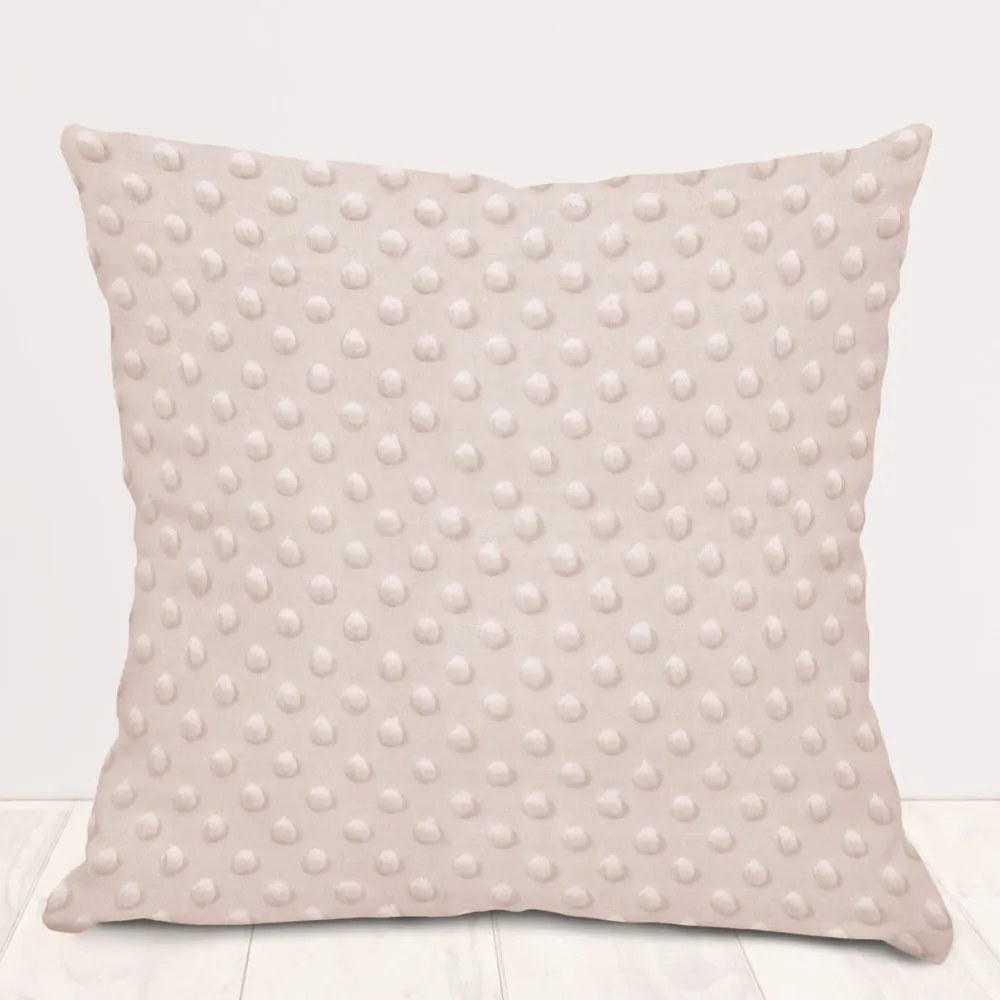 Biante Detská obliečka na vankúš Minky 3D bodky MKP-010 Púdrovo béžová 60 x 60 cm