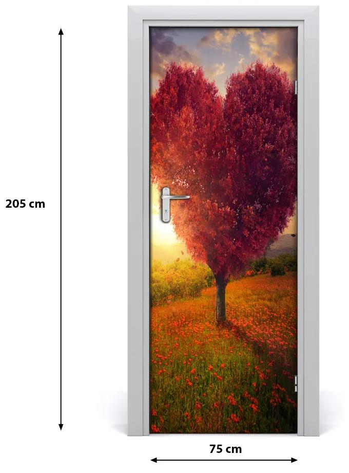 Fototapeta na dvere samolepiace drevo srdce 75x205 cm
