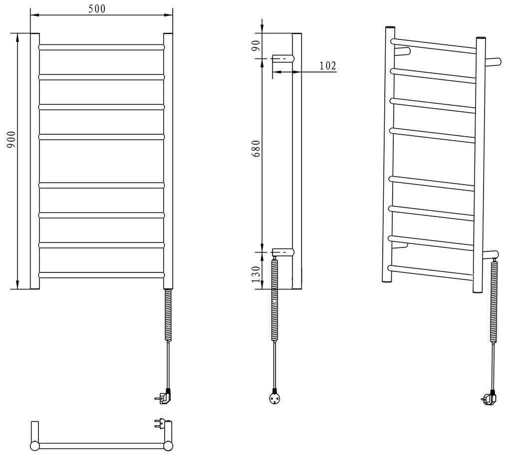 Sapho Sapho, REDONDO elektrický sušiak uterákov, guľatý, 500x900 mm, 75 W, leštená nerez, ER220V