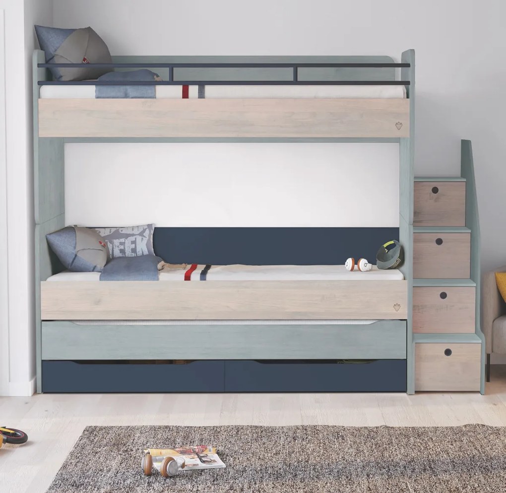 Posteľ I 90x200 Lincoln Modular - dub, dub modrá