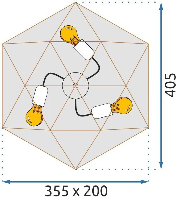Toolight Toolight, stropné svietidlo 3xE27 APP1094-3C, čierna-zlatá, OSW-04410