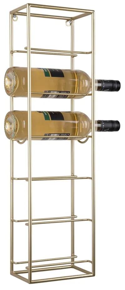 Nástenný kovový regál na víno v zlatej farbe počet fliaš 6 Single – PT LIVING